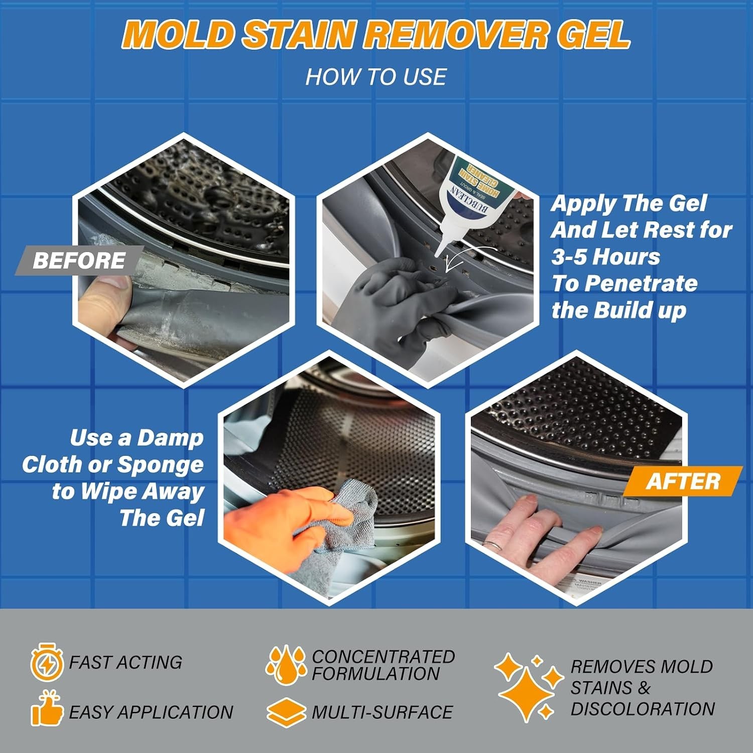 Home Stain Remover Gel Cleaner, Heavy Duty Black Surface Stain Cleaner for Wa…