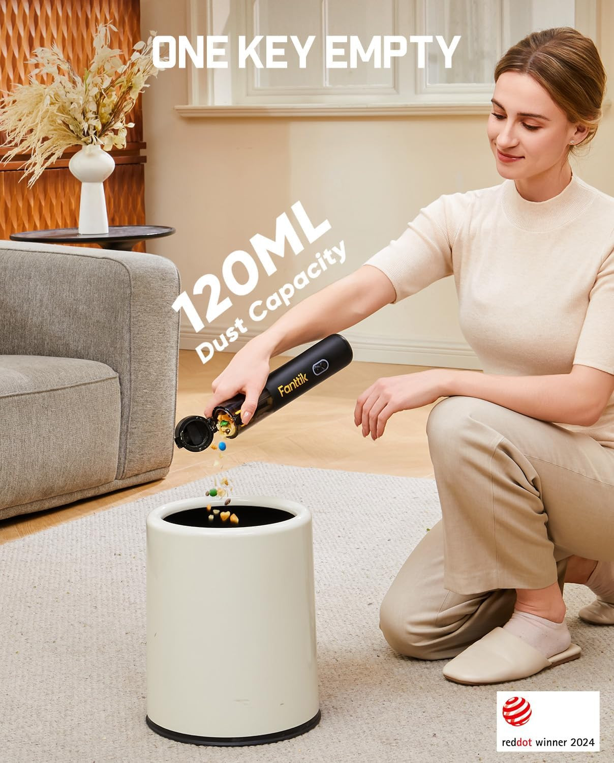 Fanttik V8 Mate Upgraded Cordless Car Vacuum, Portable Mini Vacuum with 13000pa
