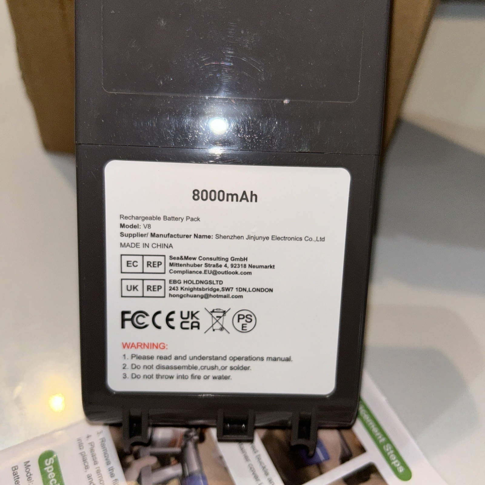 Rechargeable Battery Pack For Dyson V8/SV10 Series 8000mAh 21.6V 172.8Wh