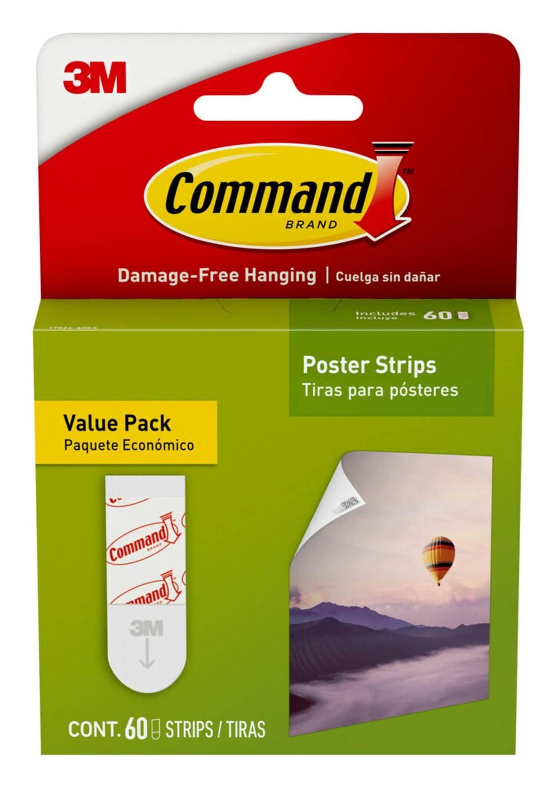 Poster Strips Value Pack, 60 Strips Damage-Free Poster Hangers, No Tools Requ…