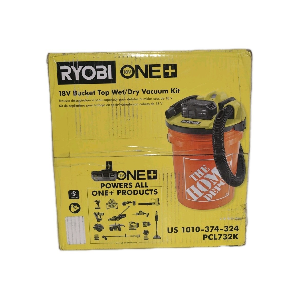 RYOBI Wet/Dry Bucket Top Vacuum Kit 5 Gal. 18V Cordless with Battery + Charger