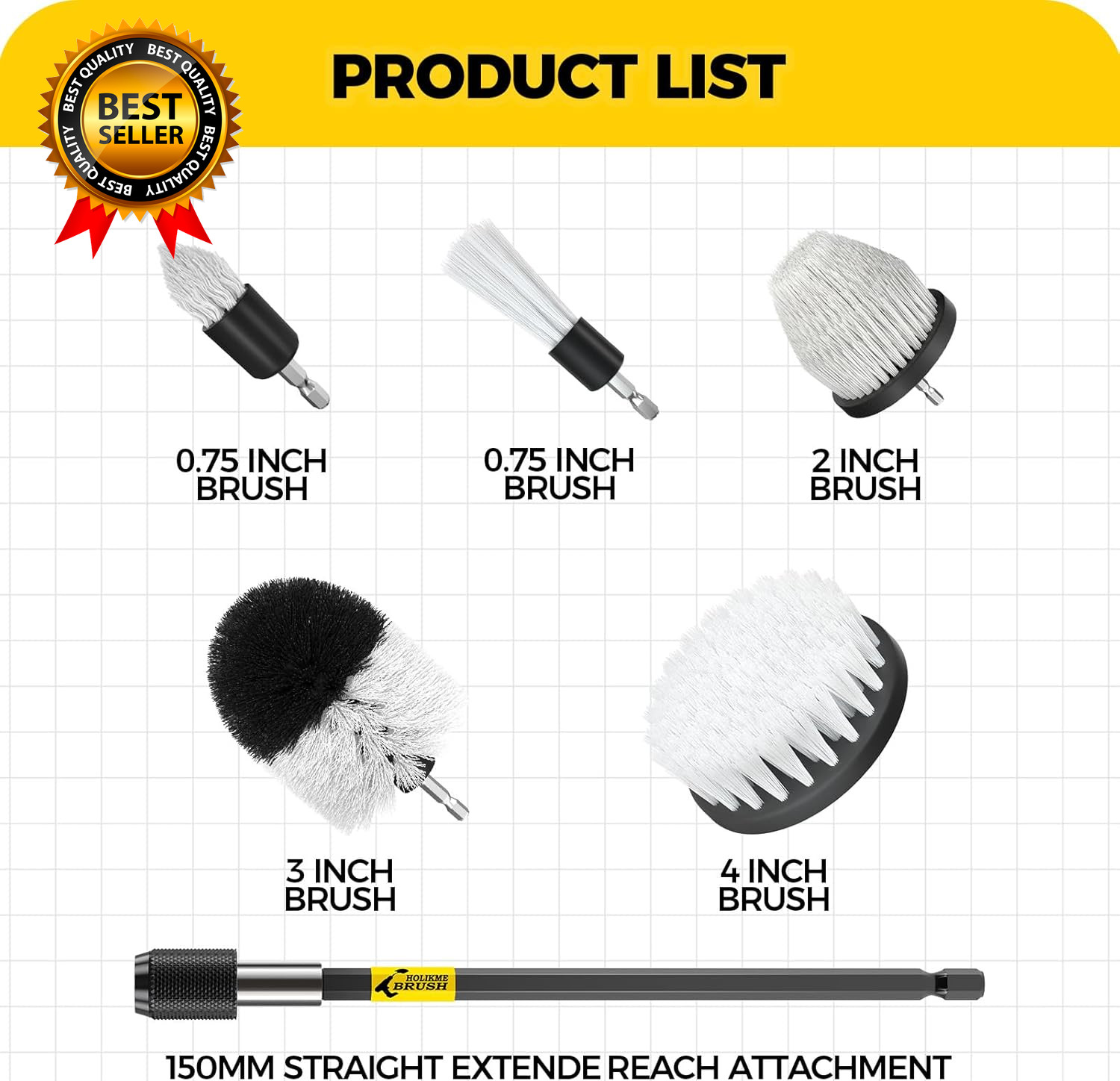 7Pack Drill Brush Attachment Set-Car Interior Detailing Kit