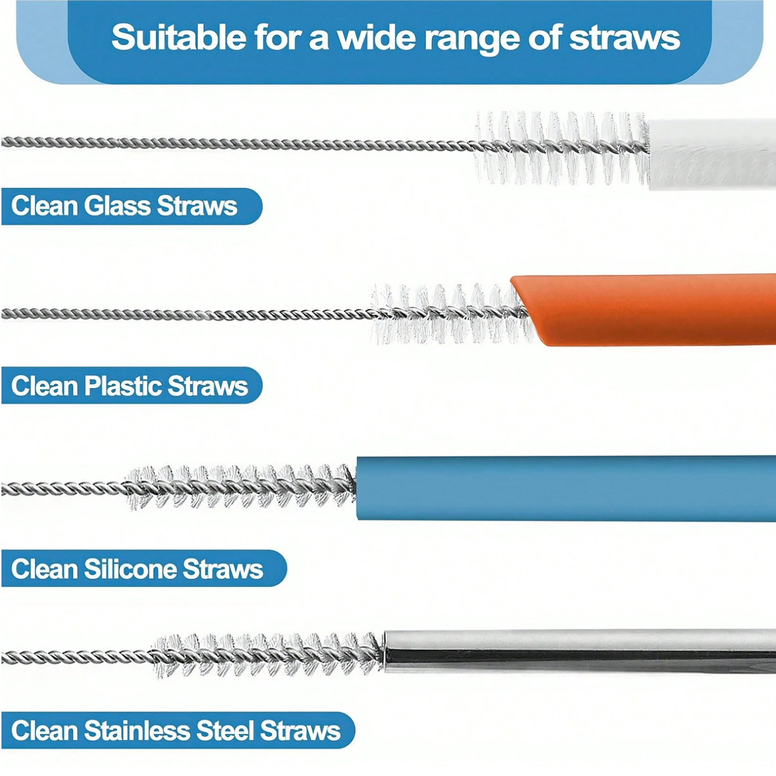Straw Cleaning Brush Nylon Bottle Cleaner Baby Milk Tube Pipe Drinking Scrubber