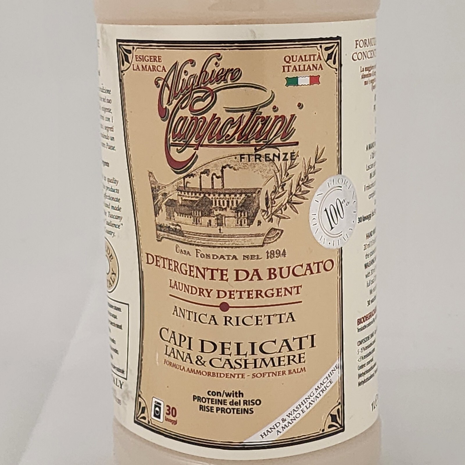 Alighiero Campostrini Cashmere, Wool Delicates Shampoo Detergent 33oz Made Italy