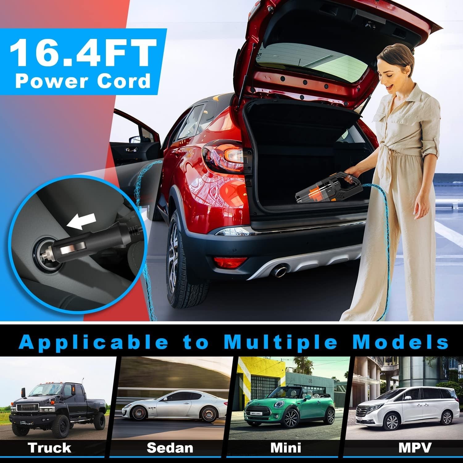 Car Vacuum, Portable Car Vacuum Cleaner High Power 150W/7500Pa for Car Interior