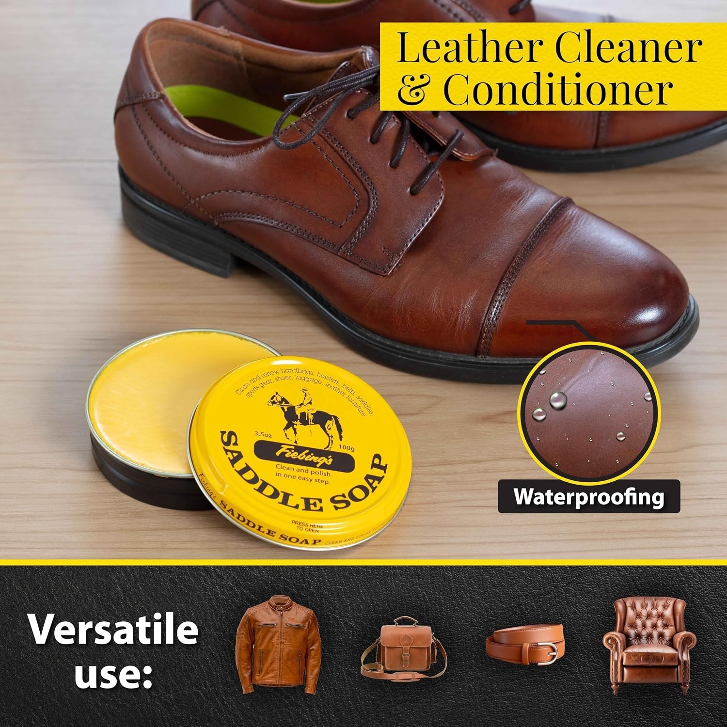 Versatile 3.5 oz Saddle Soap for Leather Care – Perfect for Shoes, Bags & More