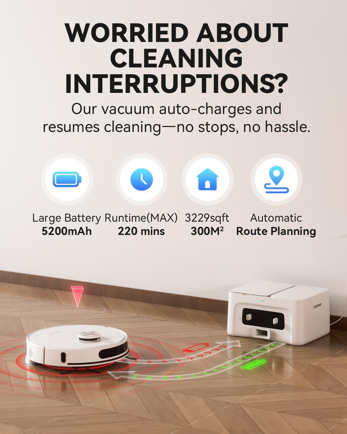 Tesvor S8 Max Robot Vacuum & Mop Self Emptying Station 8000Pa Suction Hard Floor