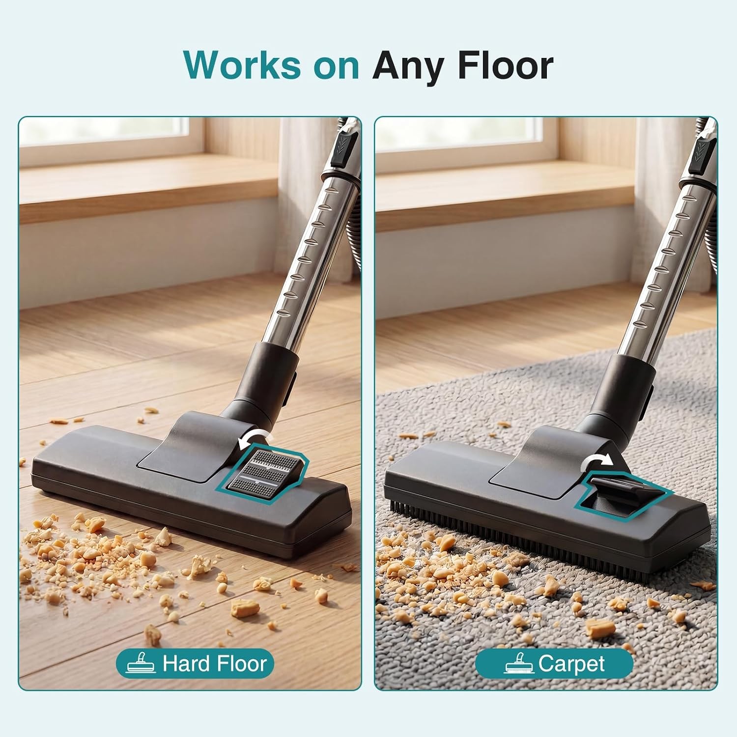 OLIXIS Canister Vacuum Cleaner Home,Lightweight Vacuum Cleaner w/Washable Filter