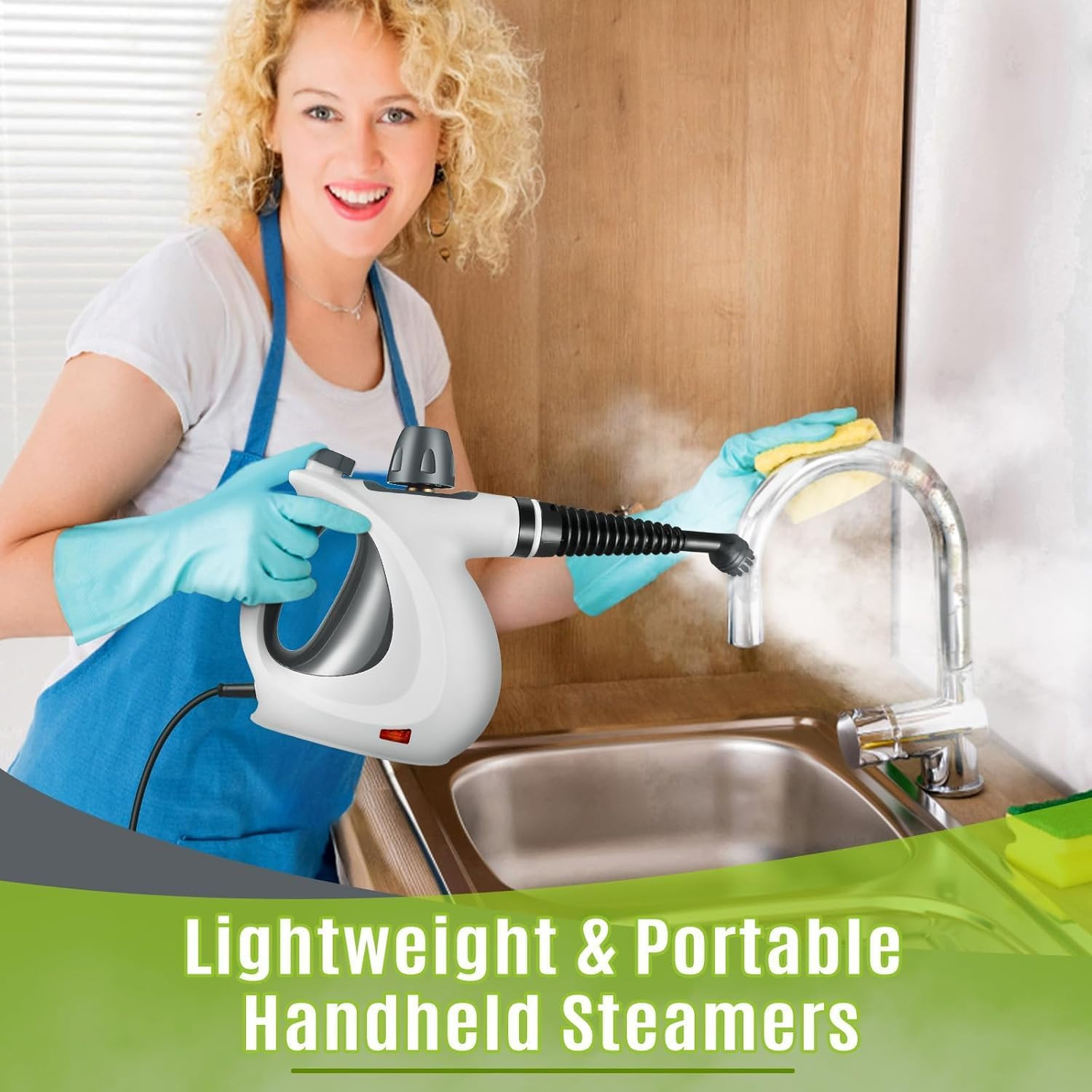 Pressurized Handheld Multi-Surface Natural Steam Cleaner with 12 Pcs Accessories