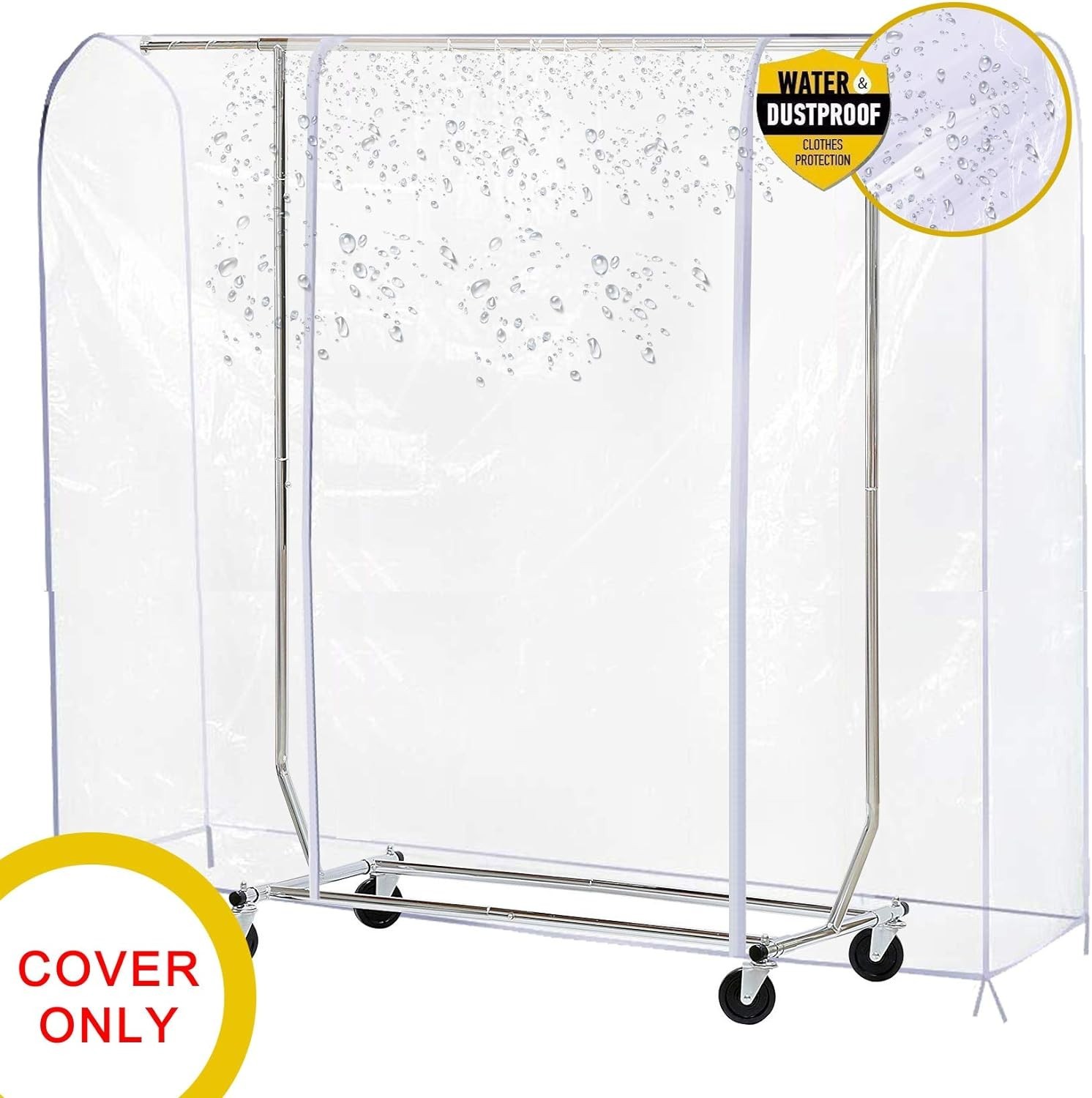 Clear Garment Rack Cover Dustproof Clothes Rack Cover with 2 Durable Zipper/C…