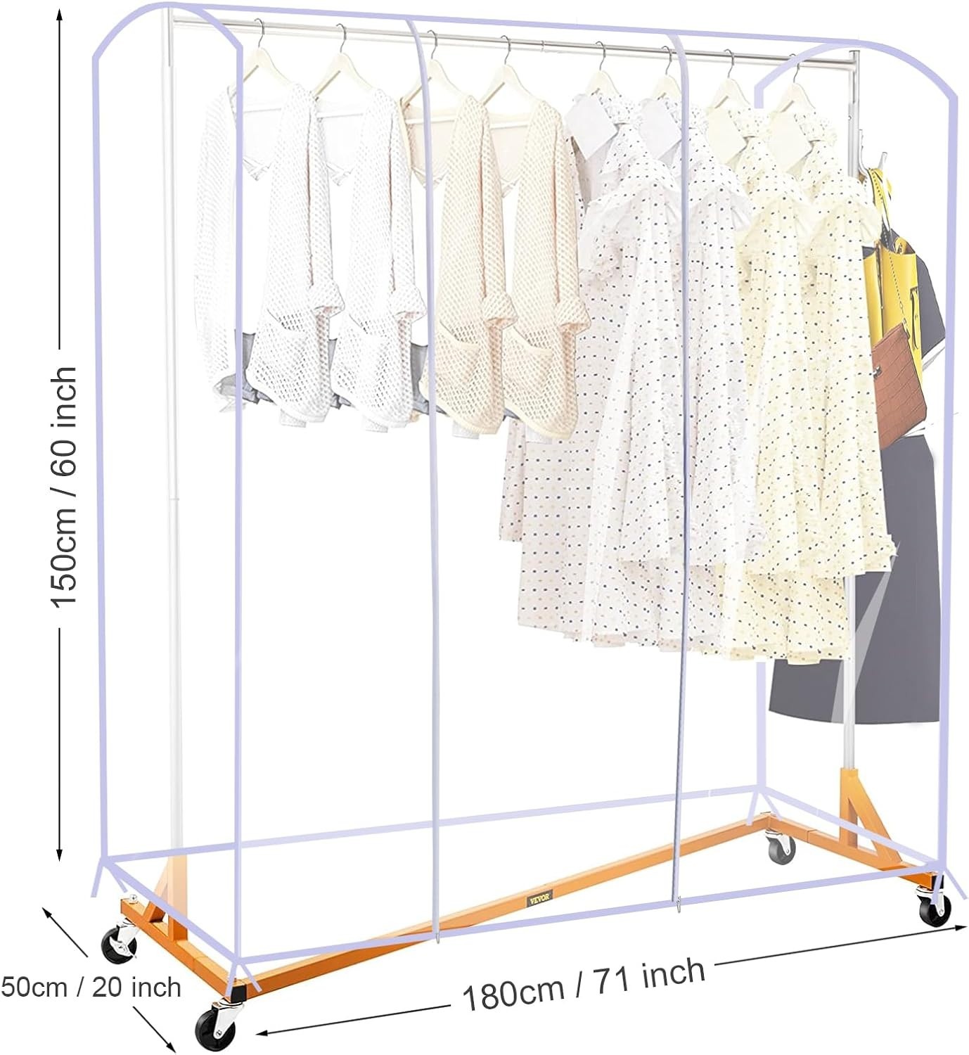 Clear Garment Rack Cover Dustproof Clothes Rack Cover with 2 Durable Zipper/C…