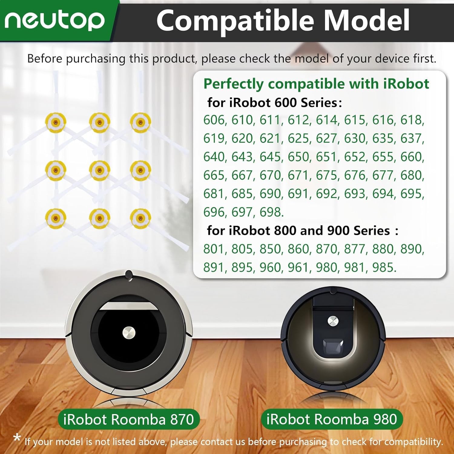 Replacement Side Brush Compatible with All iRobot Roomba 900 800 700 600 500