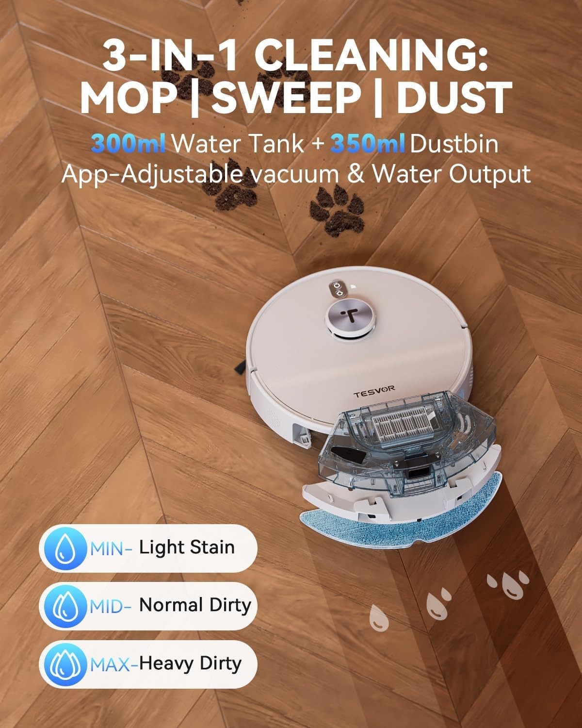 Tesvor S8 Max Robot Vacuum & Mop Self Emptying Station 8000Pa Suction Hard Floor