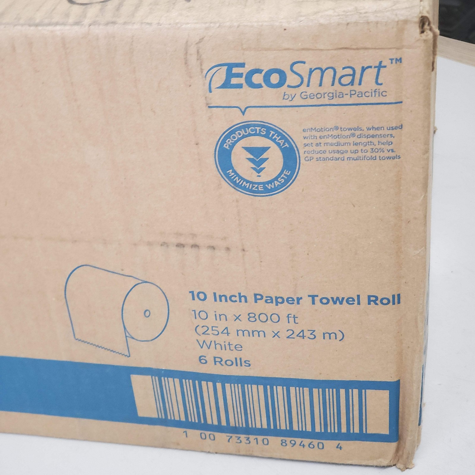 ENMOTION (6 Pack) Paper Towel Rolls 10″ W 800′ L 1.5″ Core White 89460