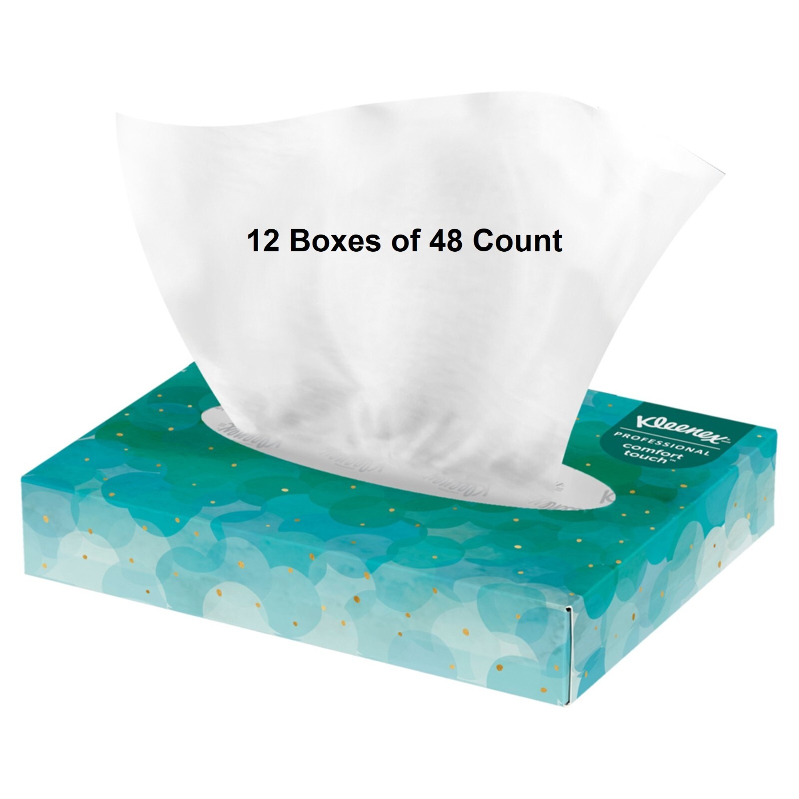 12 Boxes, Kleenex Facial Tissue 2-Ply, White, 48/ Box, Kimberly Clark 21195