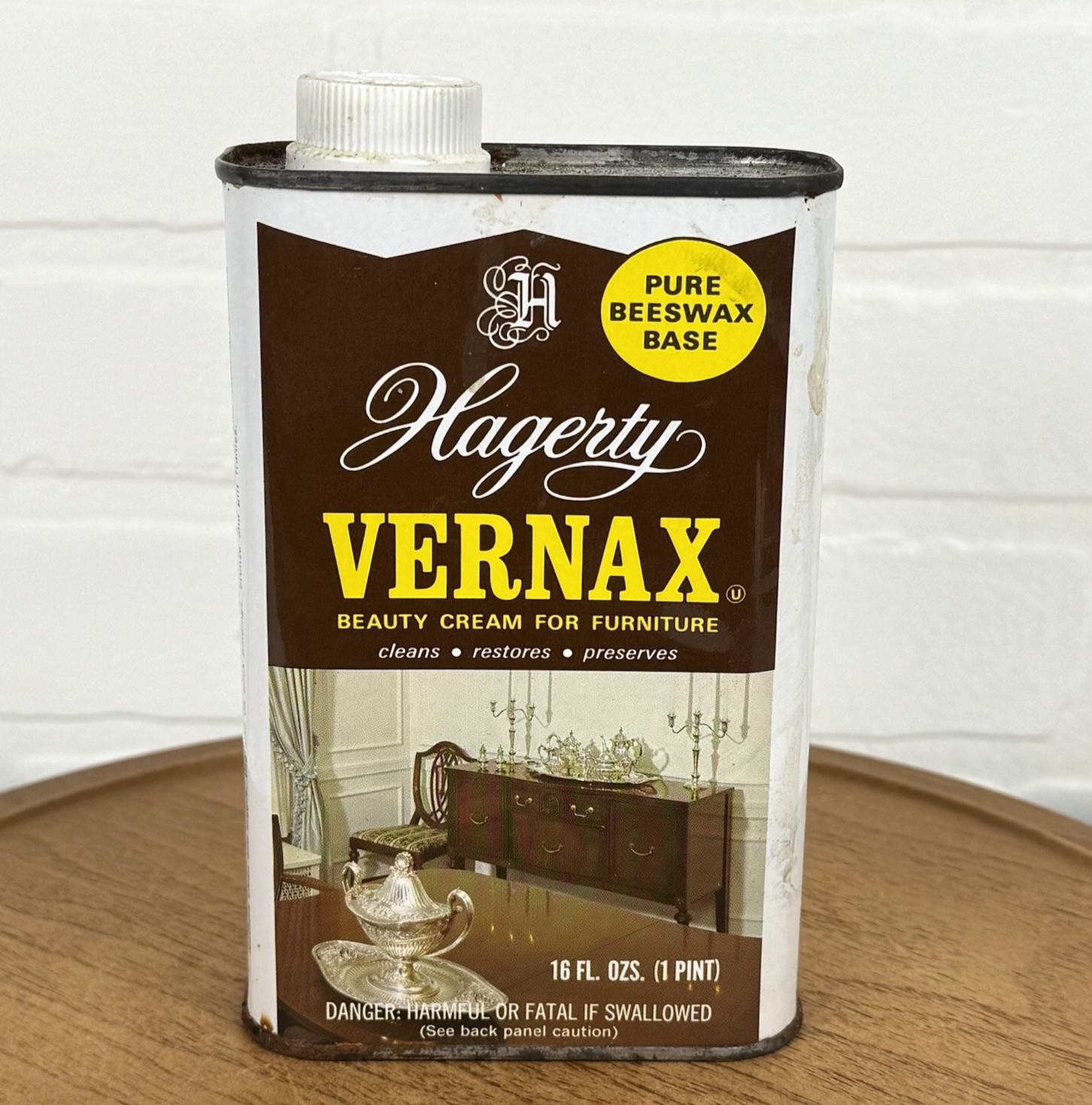 Hagerty Vernax Furniture Polish Beauty Cream Pure Beeswax Base 16 Ounces Full