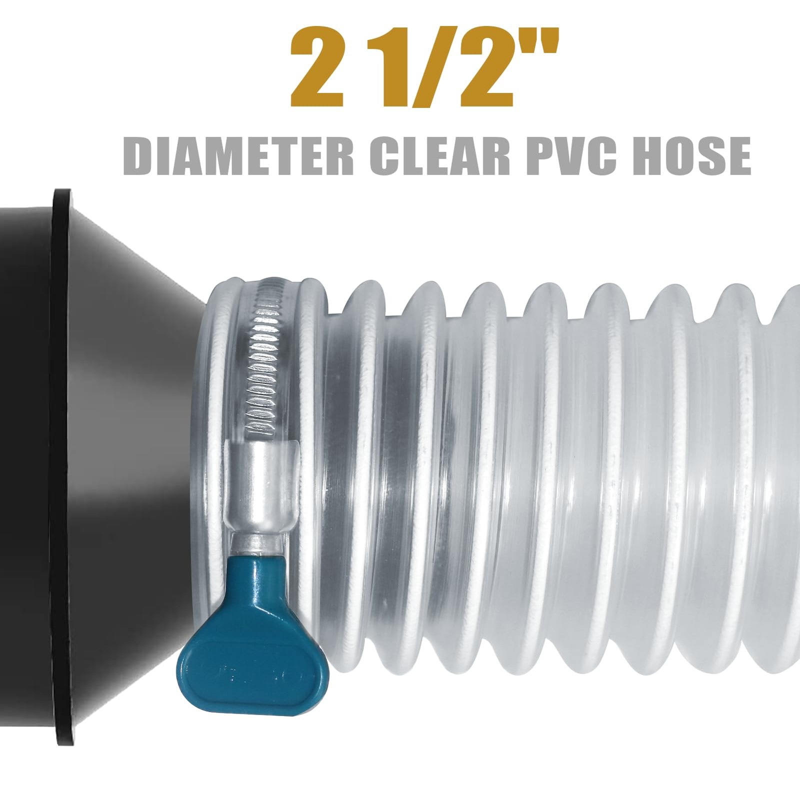 2 1/2″ X 10′ Dust Collection Hose, Puncture Resistant PVC Dust Collection Hose w
