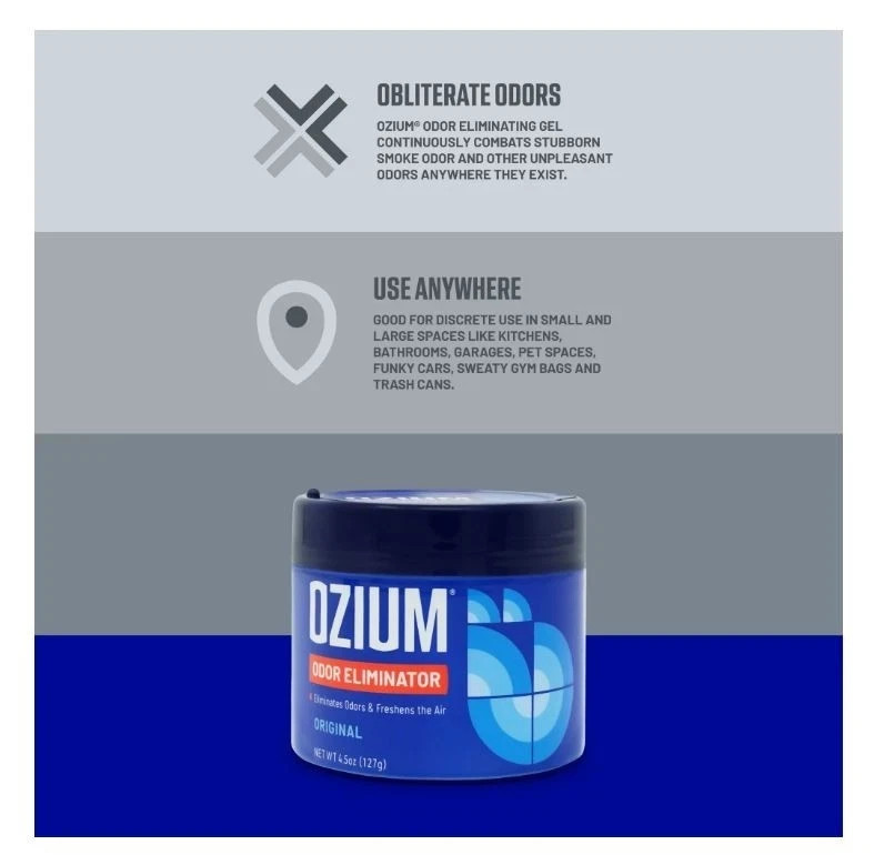 OZIUM Odor Eliminator Gel Can Original Scent 4.5 oz (Pack of 2) Air Freshener