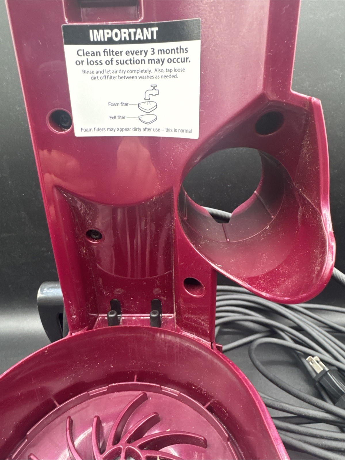 Shark Model CU530 Navigator Lift-Away Vacuum Parts, main body. Works Purple