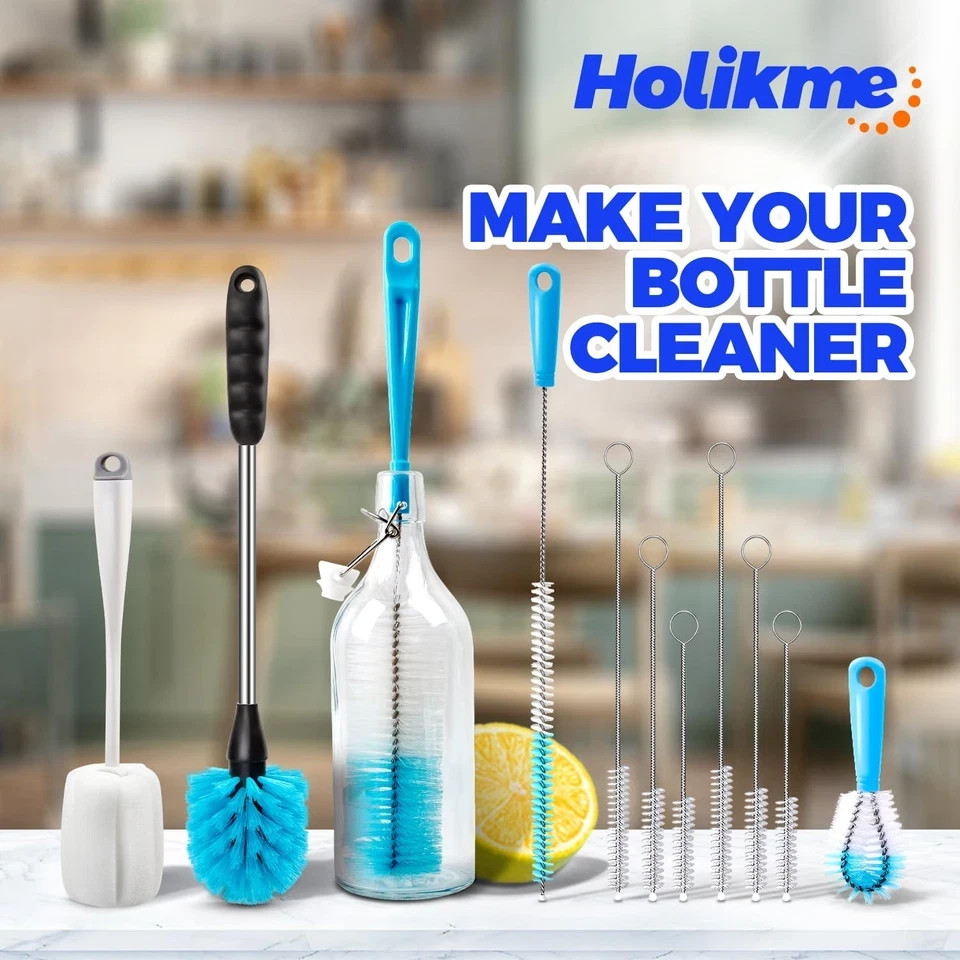 9PCS Bottle Brush Pipe Cleaning Kit Bong Brushes Water Bubbler Hose Tips Cleaner