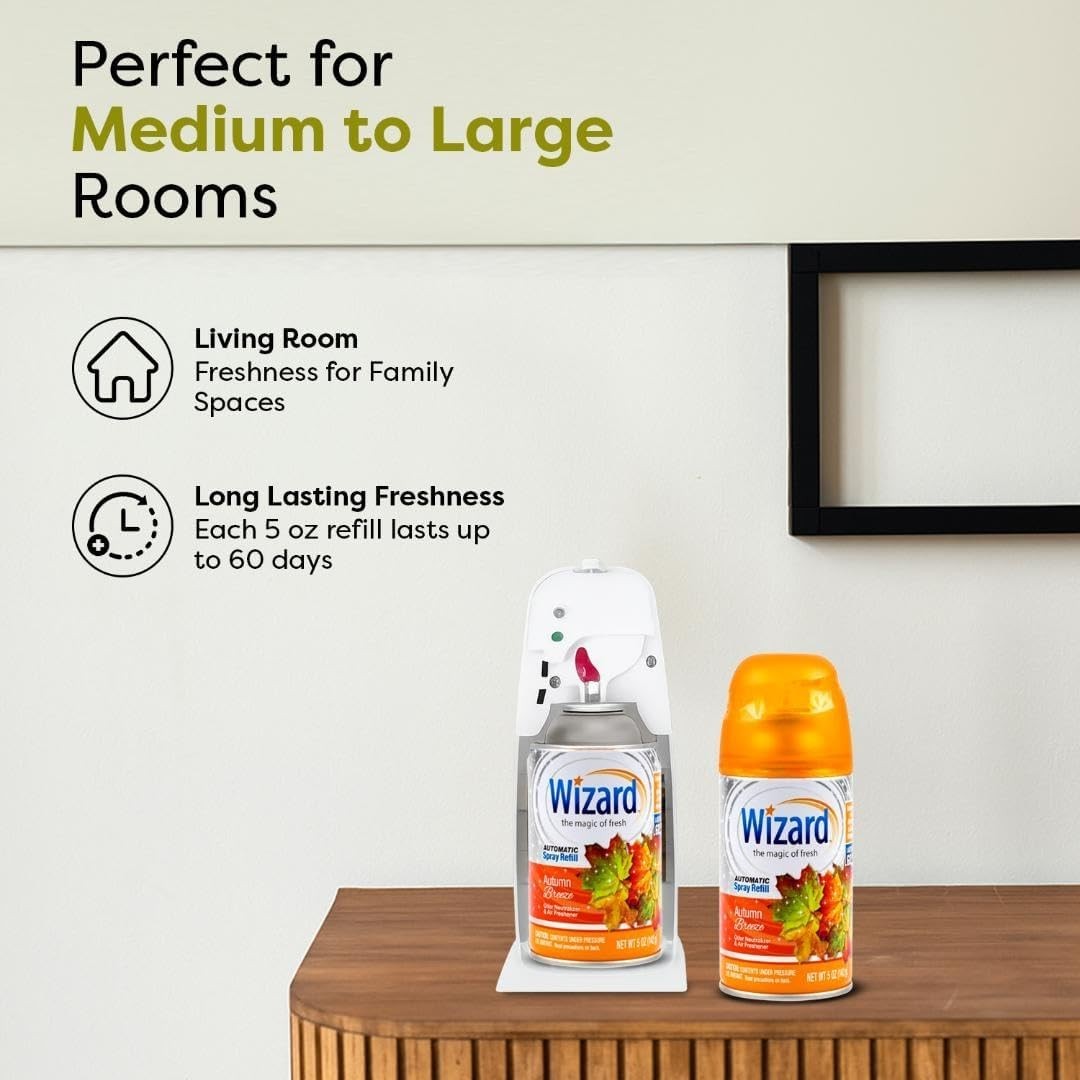 6 WIZARD Automatic Spray Refills 5oz Air Freshener Refill Cans