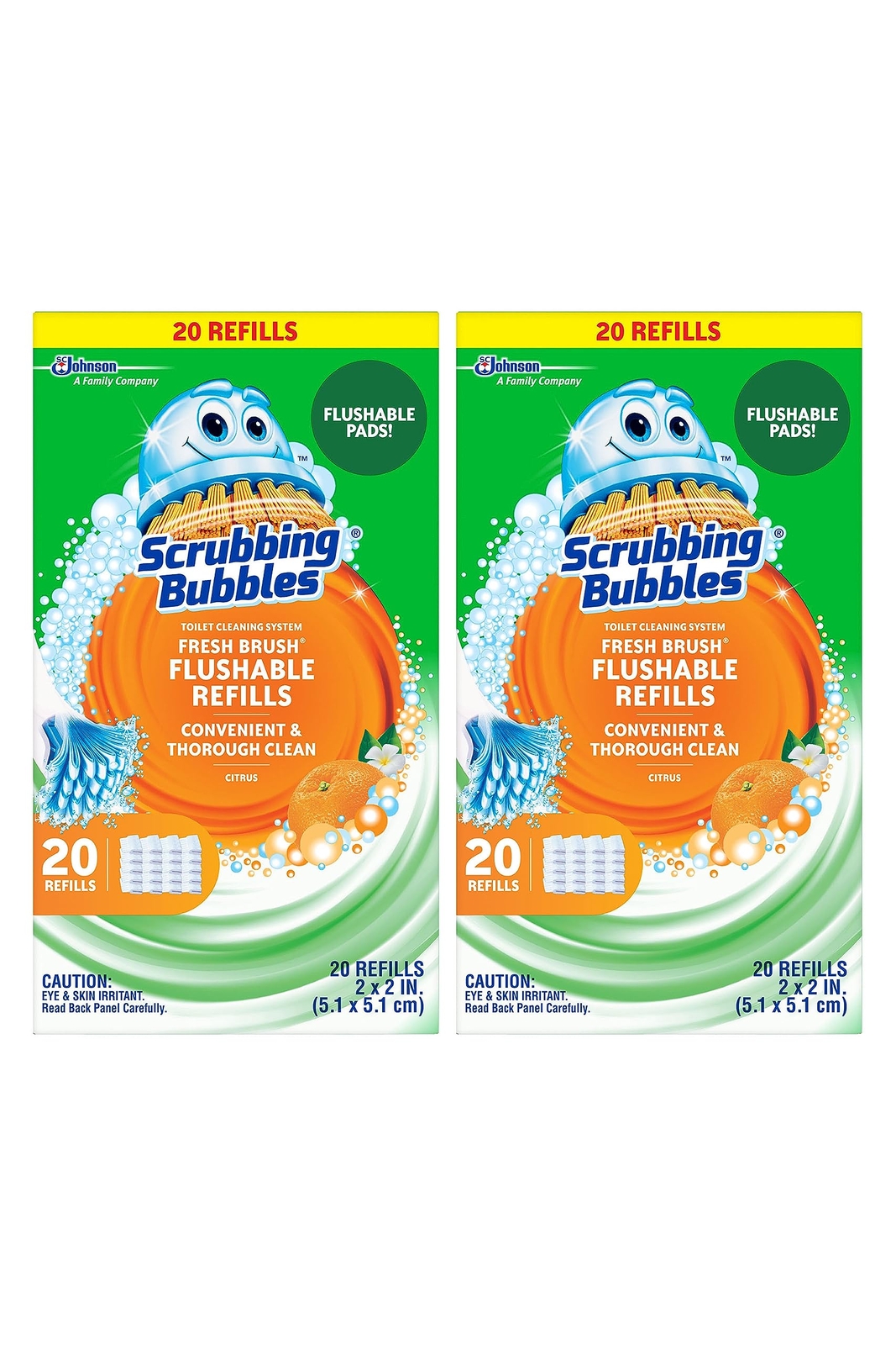 Scrubbing Bubbles Flushable Fresh Brush Toilet Refill Pads Pack of 2 40 Pads