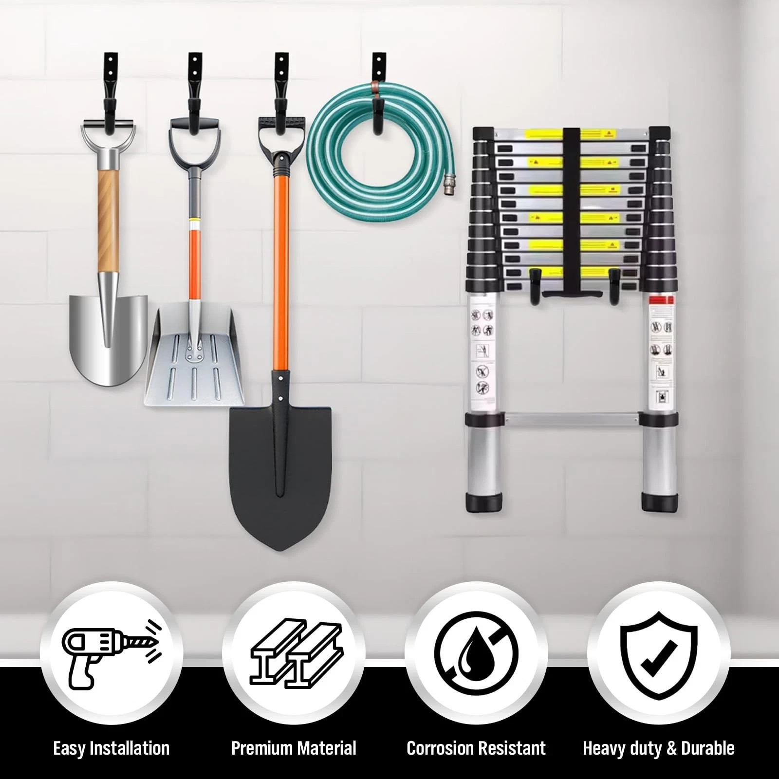 12 Pack Heavy Duty Garage Storage Hooks Wall Mount J Hooks for Hanging Tools