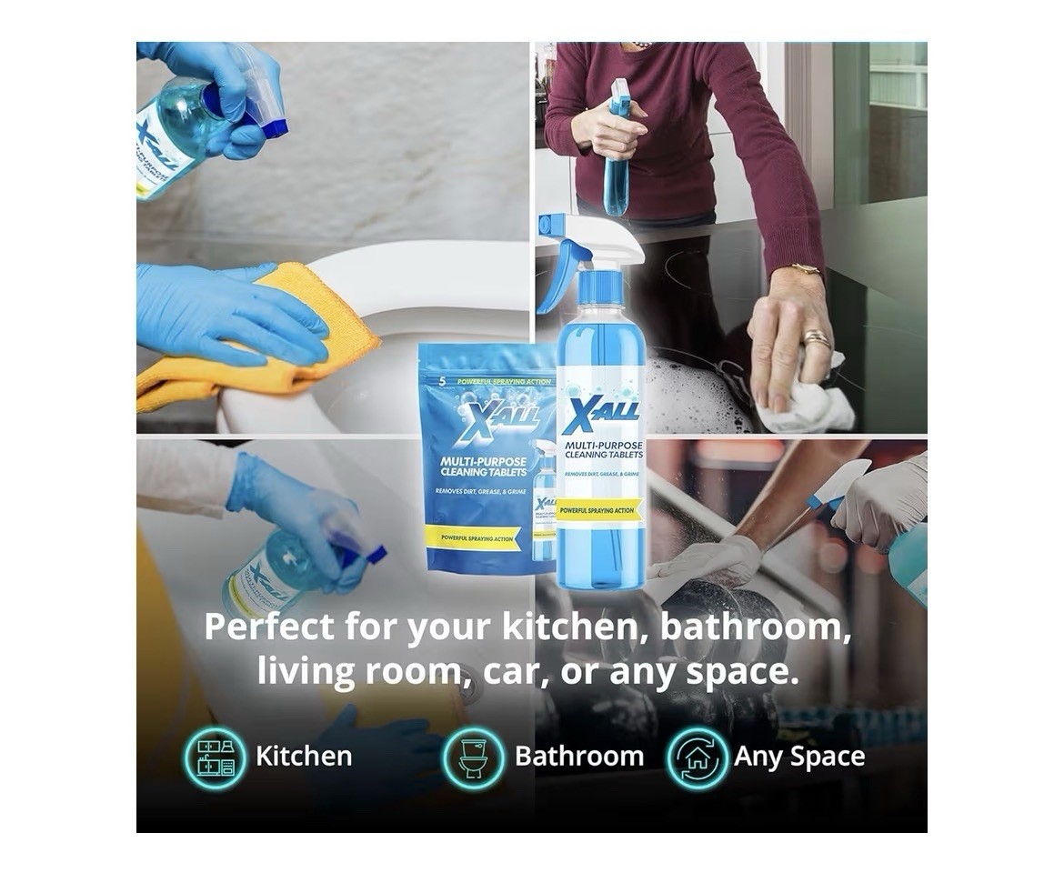 X-ALL Multi-Purpose Cleaner – Spray Bottle and 5x Cleaning Tablets