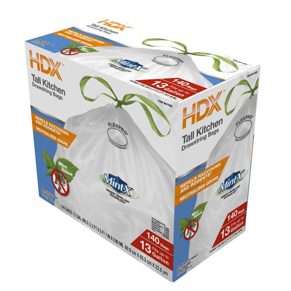 13 Gal. White Rodent Repellent Tall Kitchen Trash Bags (140-Count)