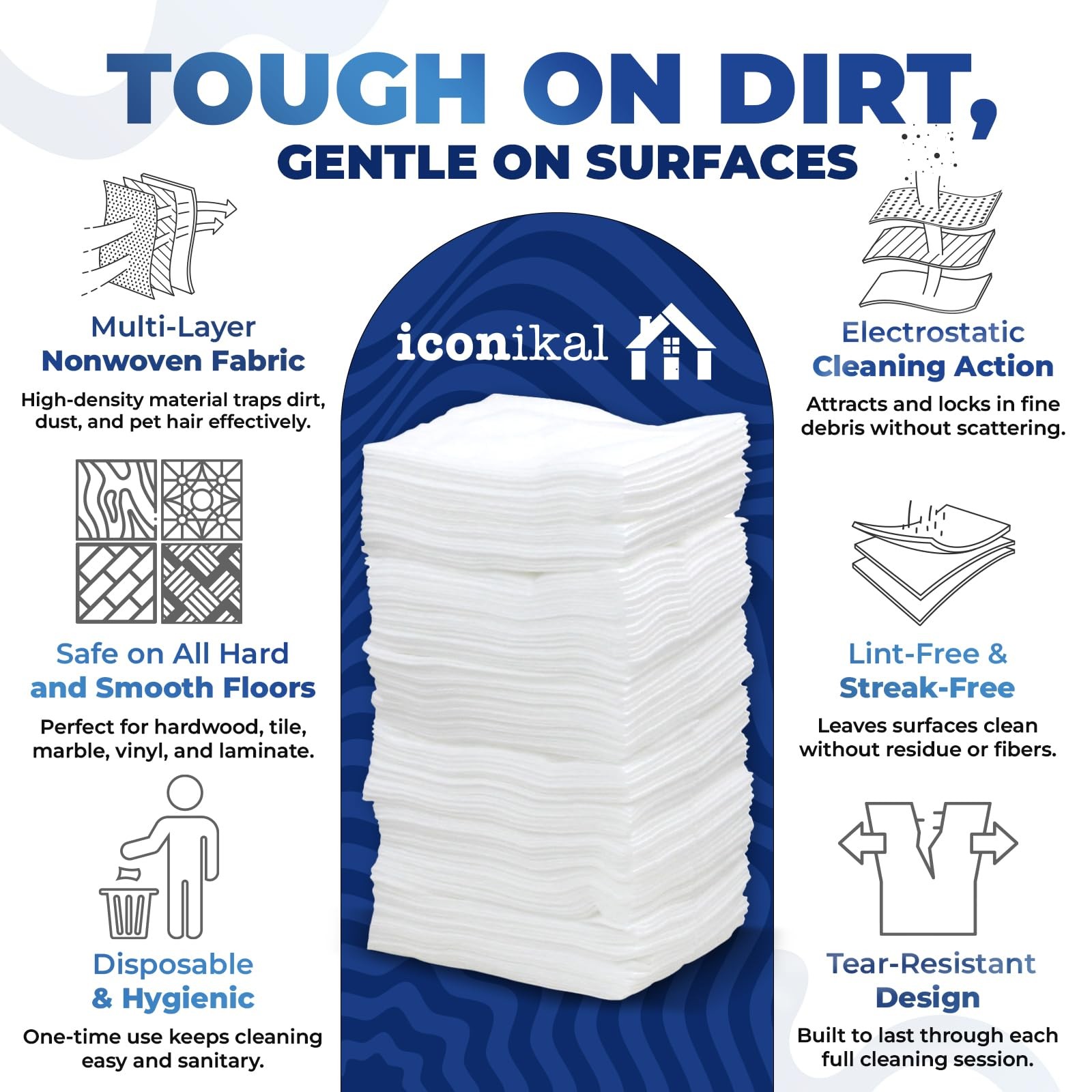 90count Dry Dust Mop Refill Floor Pads 11.5 X 8in For Sweeping Cleaning Scrubbin
