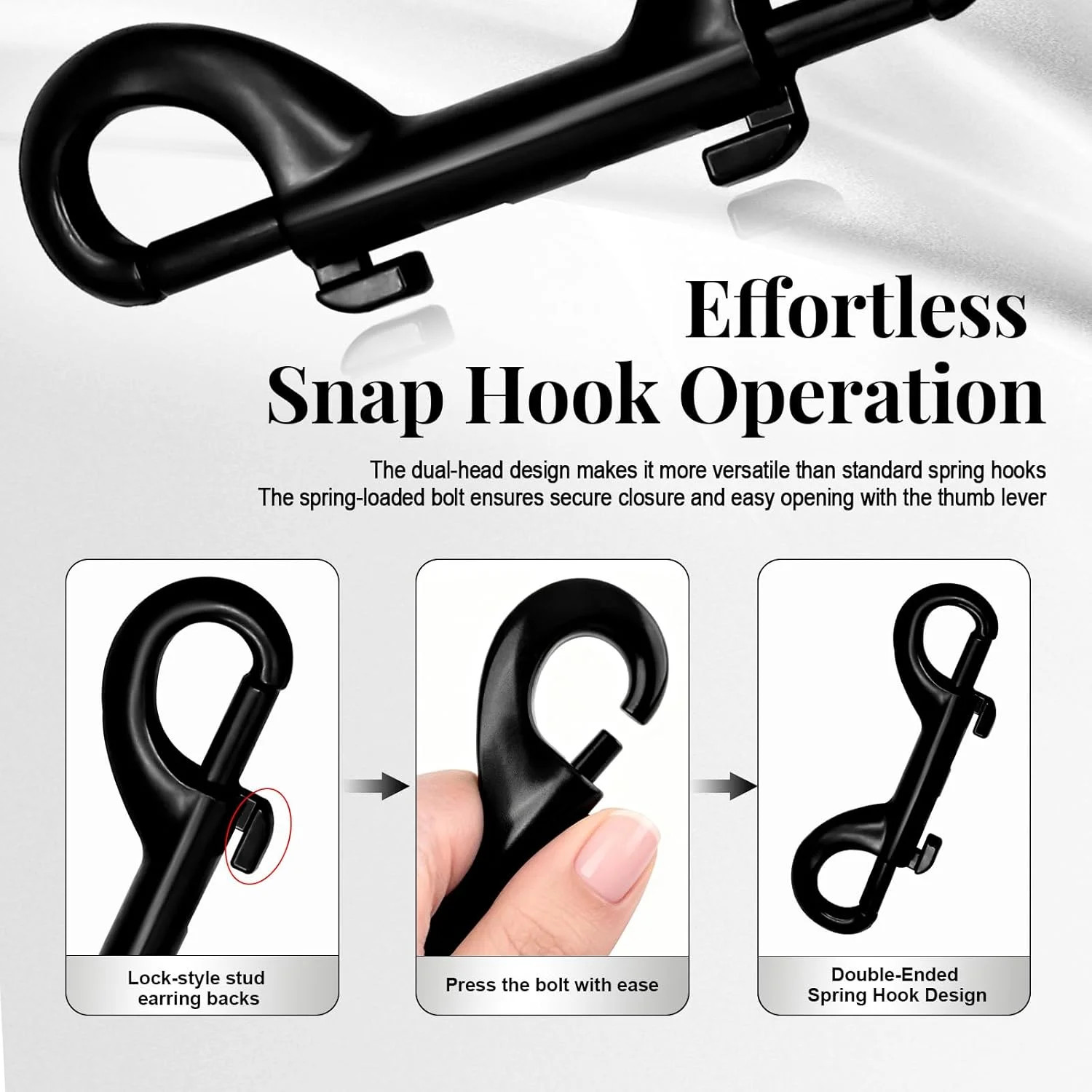 Heavy Duty Double Ended Snap Hooks, 3.5 Inch Zinc Alloy Trigger Clips with Stain