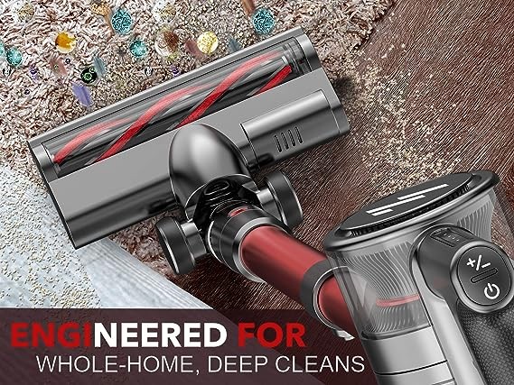 ZokerLife Stick Cordless Vacuum Cleaner 2200mAh 35min runtime Lightweight – RED