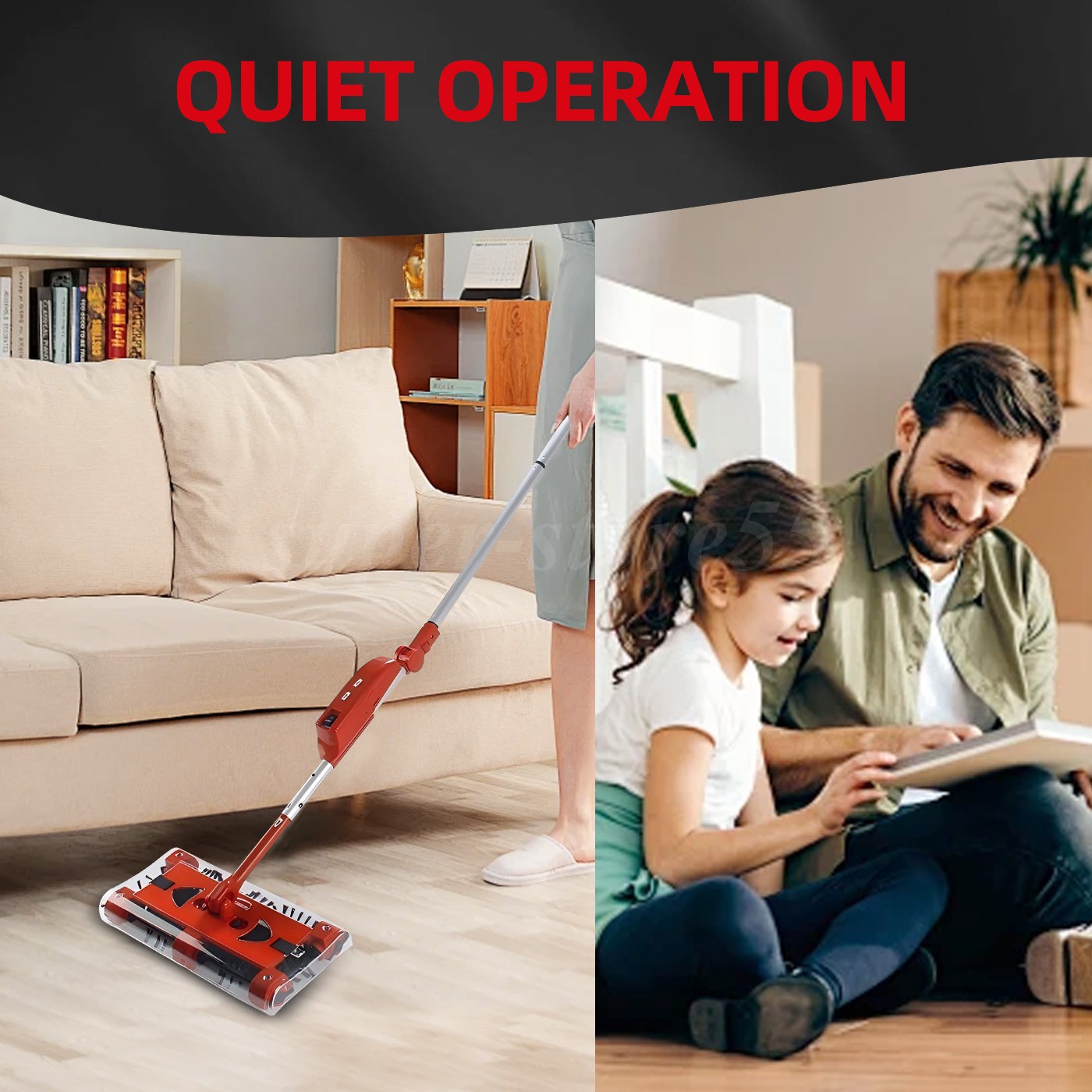 Cordless floor sweeper 45″ rechargeable floor and carpet sweeper Vacuum Cleaner