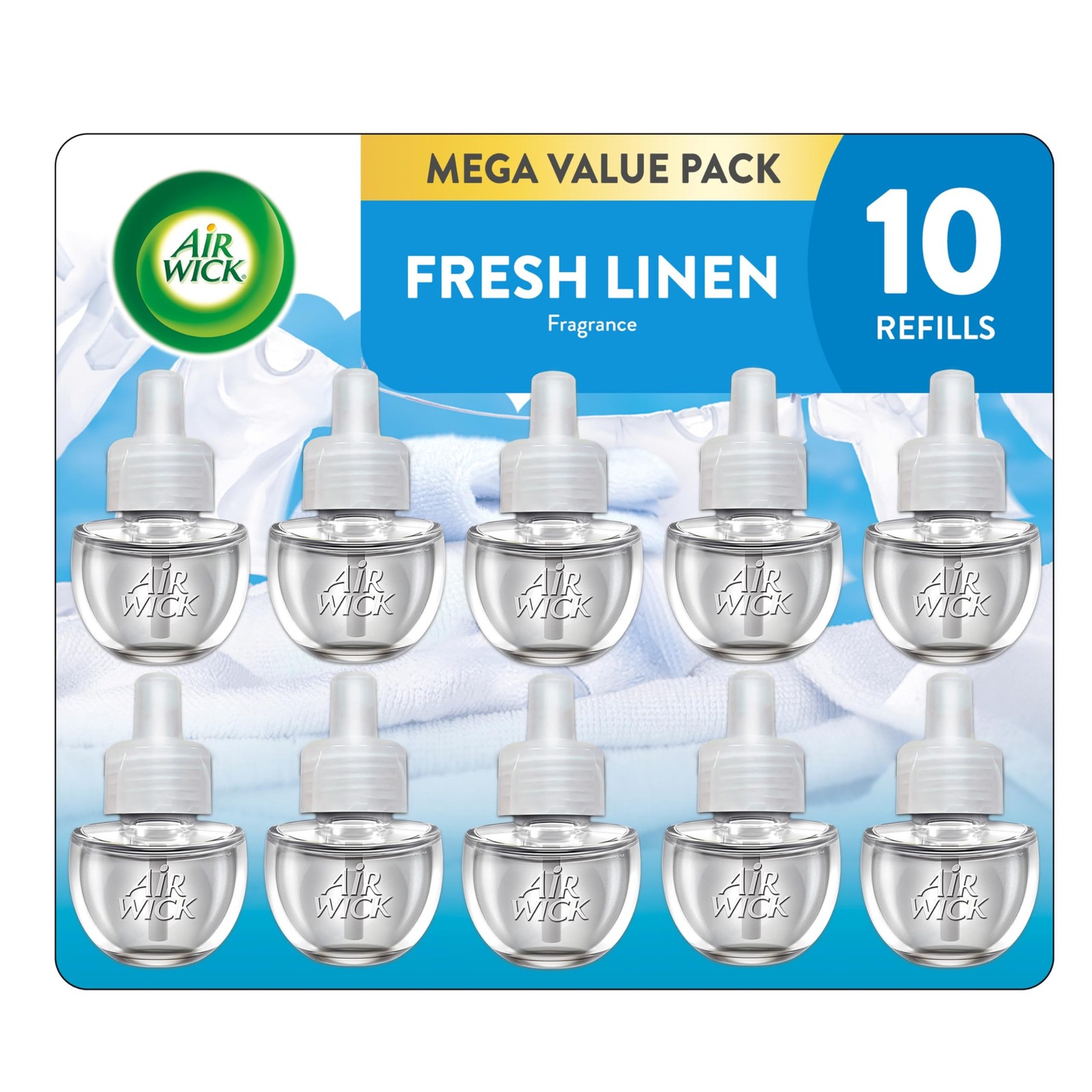 Air Wick Plug-In Scented Oil Refills, 10 1 Count (Pack of 10), Transparent