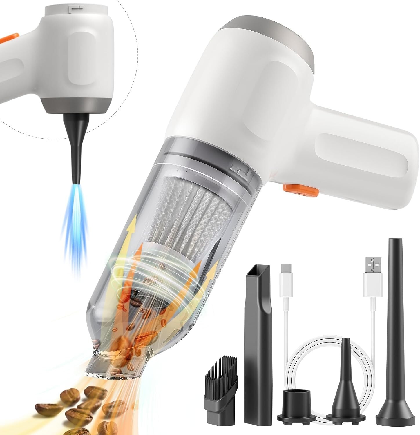 8000Pa Handheld Vacuum Dust Buster – 3-in-1 Blower & Pump for Car Cleaning