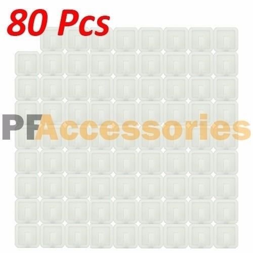 80 Pcs White Self Adhesive Plastic Square Hook Small Wall Mount Hanger Bathroom
