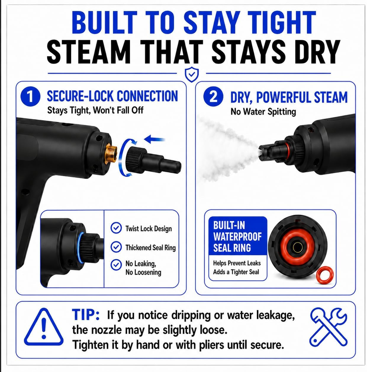 Steam Cleaner, Portable Handheld High-Pressure, 15S Fast Heating | 3 Steam Level