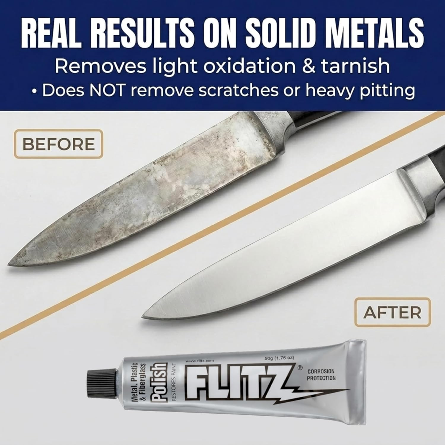 Metal Polish Paste – 1.76Oz Usa-Made Polish for Solid Chrome, Stainless Steel, &