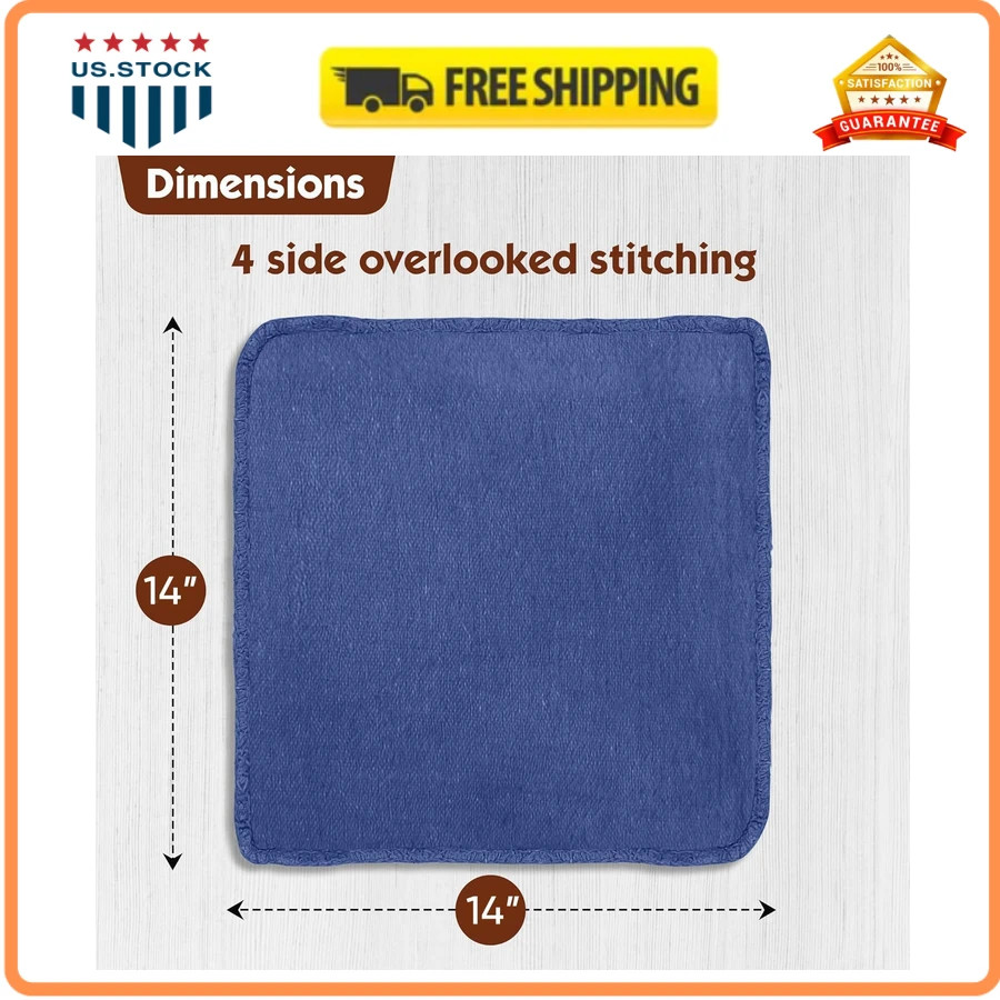 Nabob Wipers 25 Pack 14×14 Blue 100% Cotton Commercial Grade Shop Towels Rags