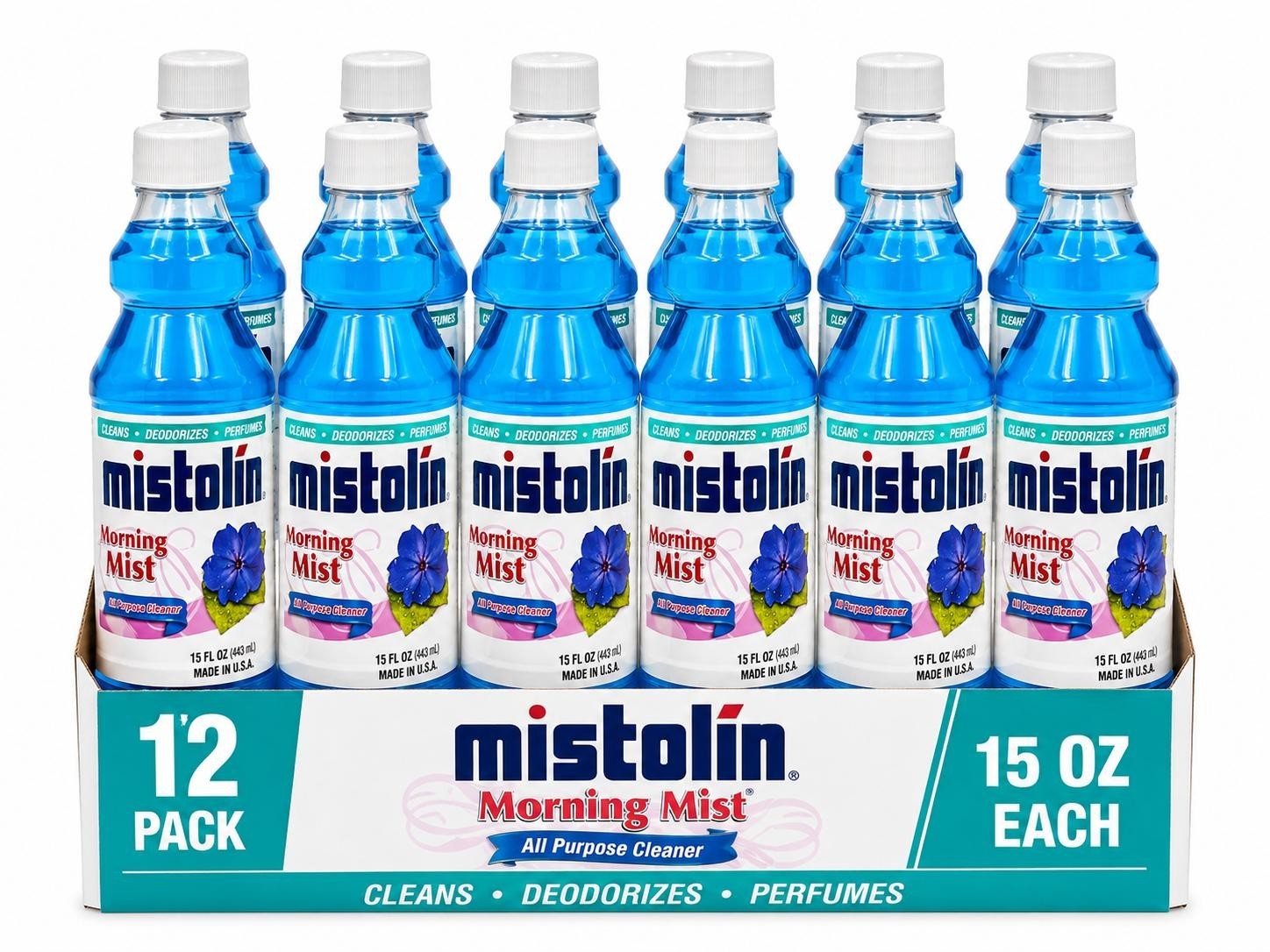 Pack of 12 Mistolin Morning Mist Rocio All Purpose Cleaner 15 fl oz Concentrated