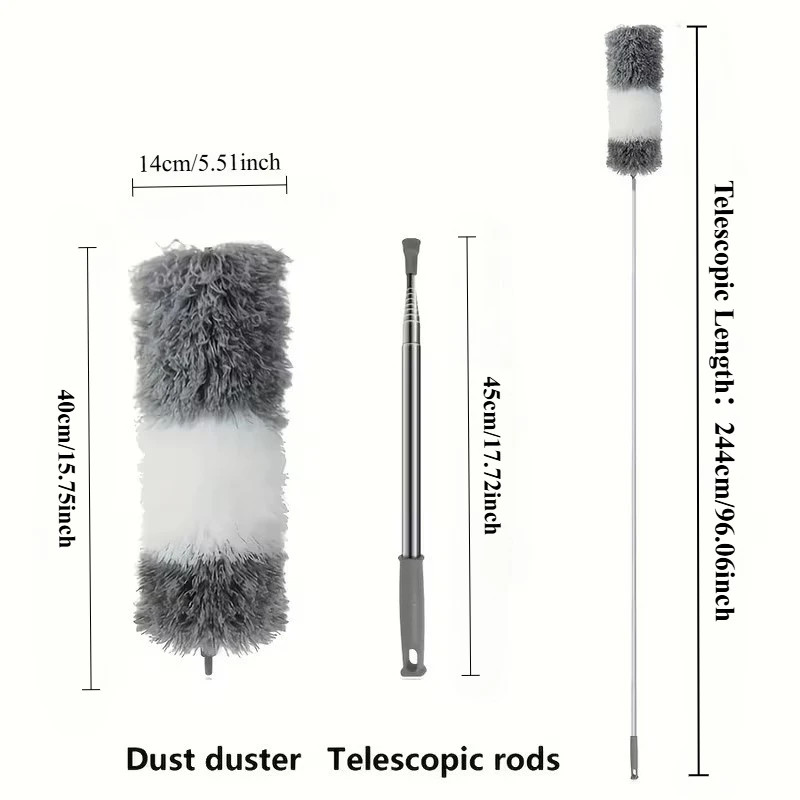 Duster with Extension Rod, Retractable Dust Brush, Microfiber Dust Brush, Reusab