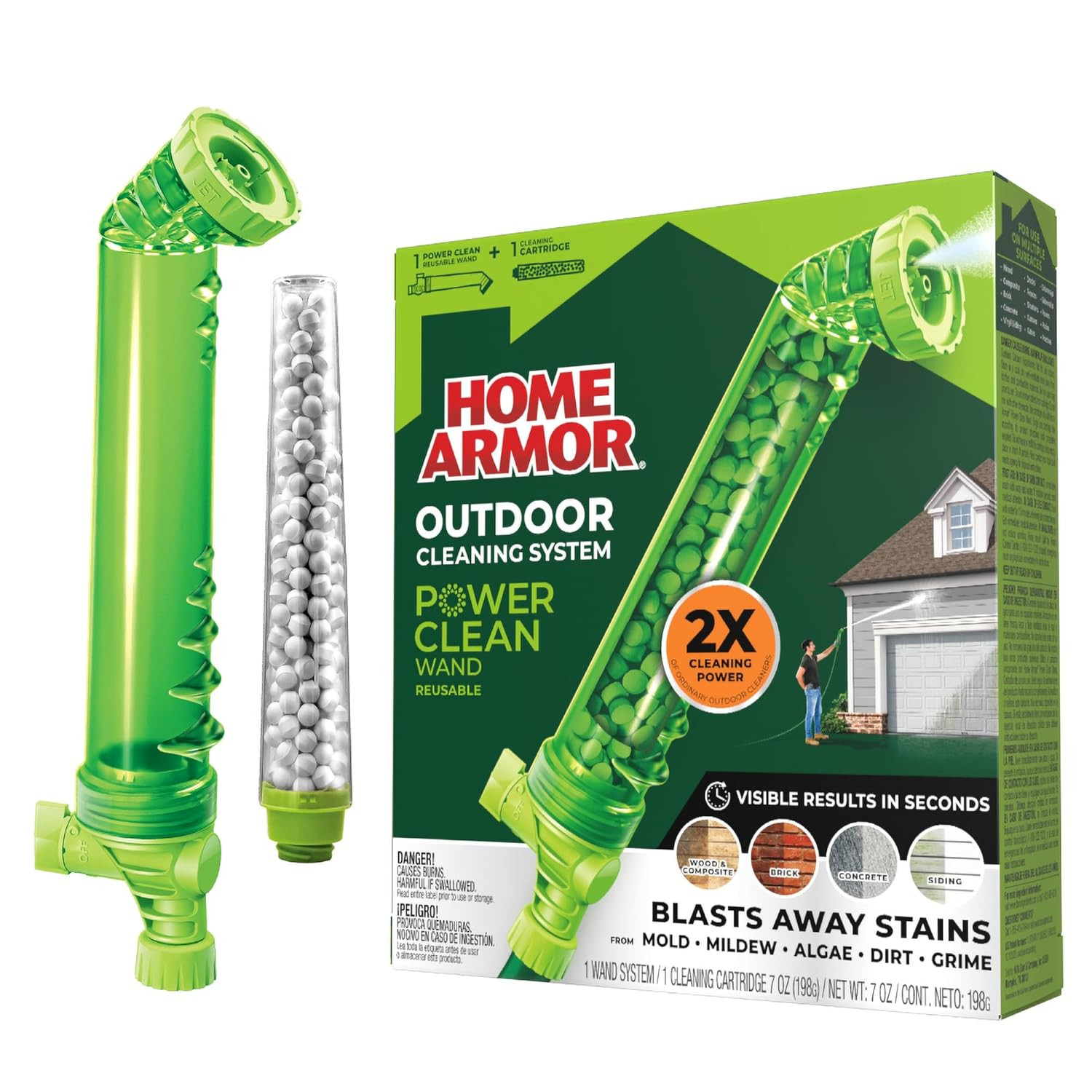 Home Armor Power Clean Wand, Outdoor Cleaning System, Blasts Away Stains from Mo