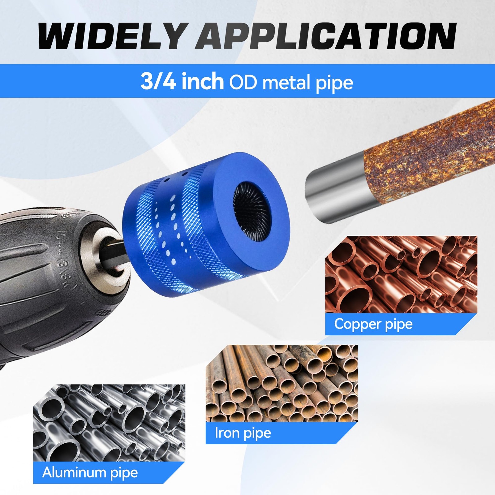 3/4 Inch Metal Copper Pipe Cleaner Tube Cleaning Brush for Power Drill