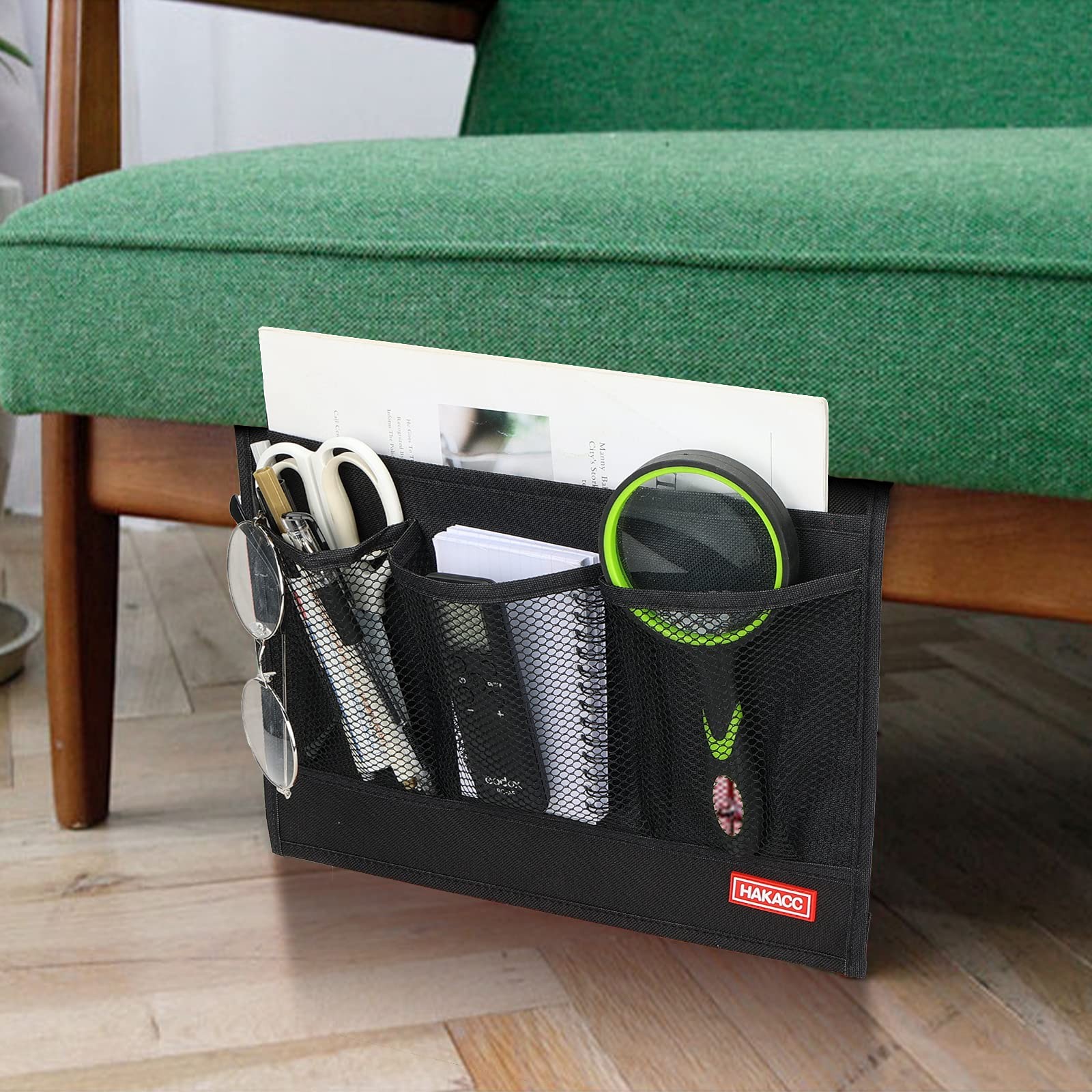 Bedside Storage Organizer with Pockets，Bedside Caddy,Remote Control Holder Ar…