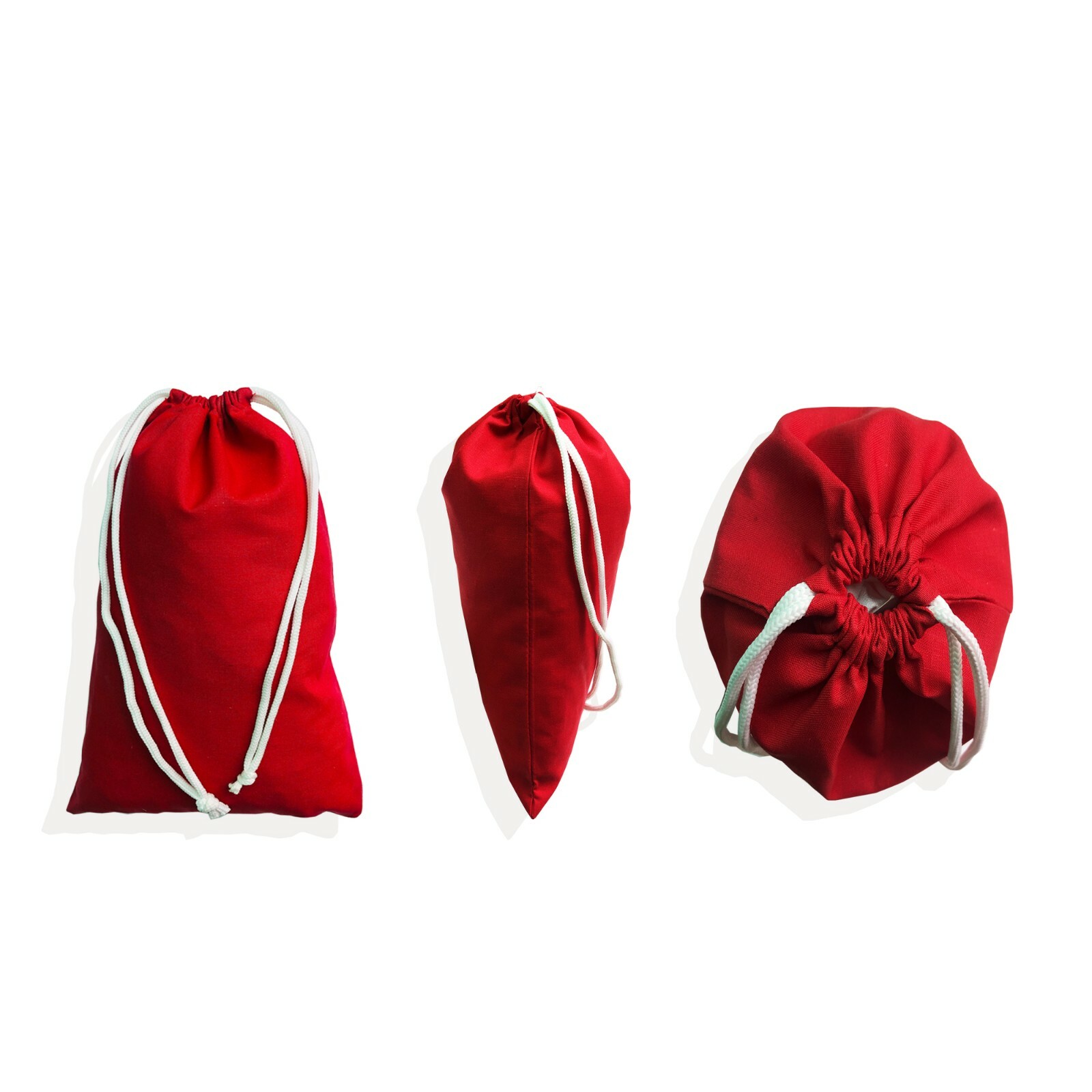 Red Poly – Cotton Bags, Reusable Produce Bags, Single Drawstring – lot