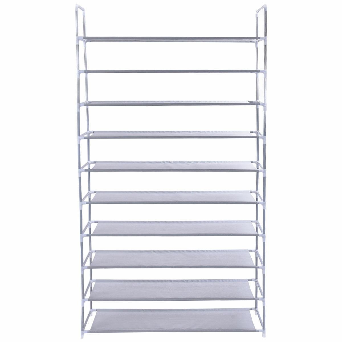 10-Tiers 50 Pair Shoe Tower Rack Large Storage Space Organizer Free Standing