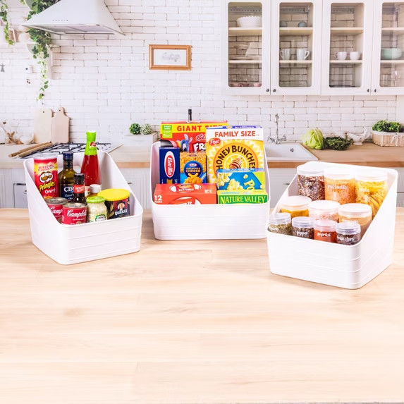 Storage Bin White Flexible Closet Organizer Basket Handle Design