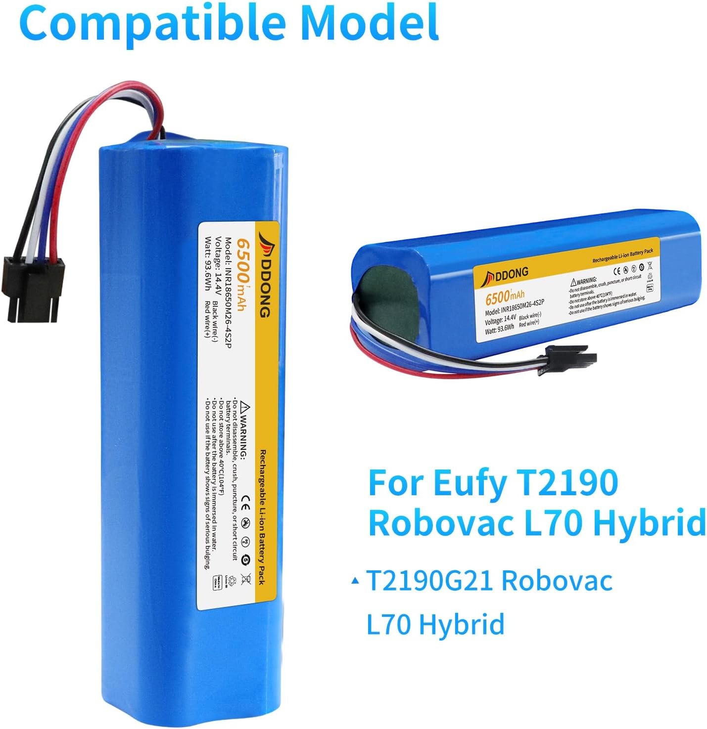 Upgraded 6500mAh Replacement Battery for Eufy Robovac L70 Hybrid L10 T2190