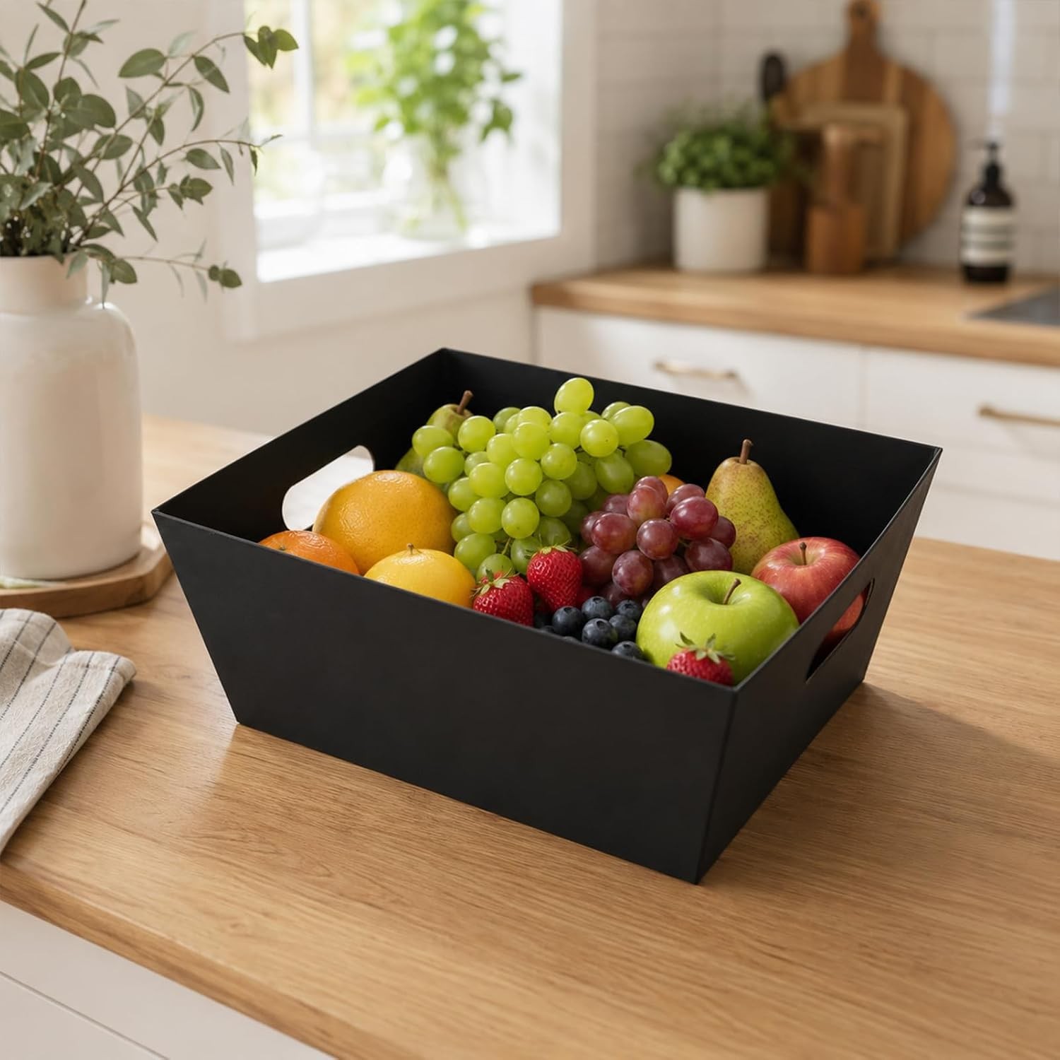 4 Pack Basket Empty, 12″ x 10″ Kraft Basket With Handle, 6 LB Cardboard Basket