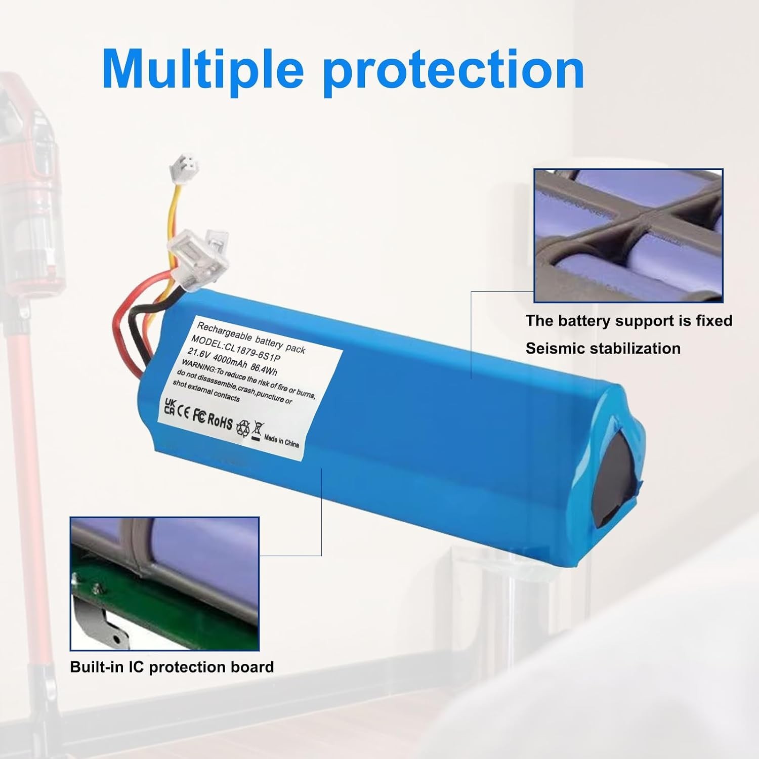 Compact 4.0Ah Tineco Battery Replacement – Perfect for Floor ONE S3 & iFloor 3